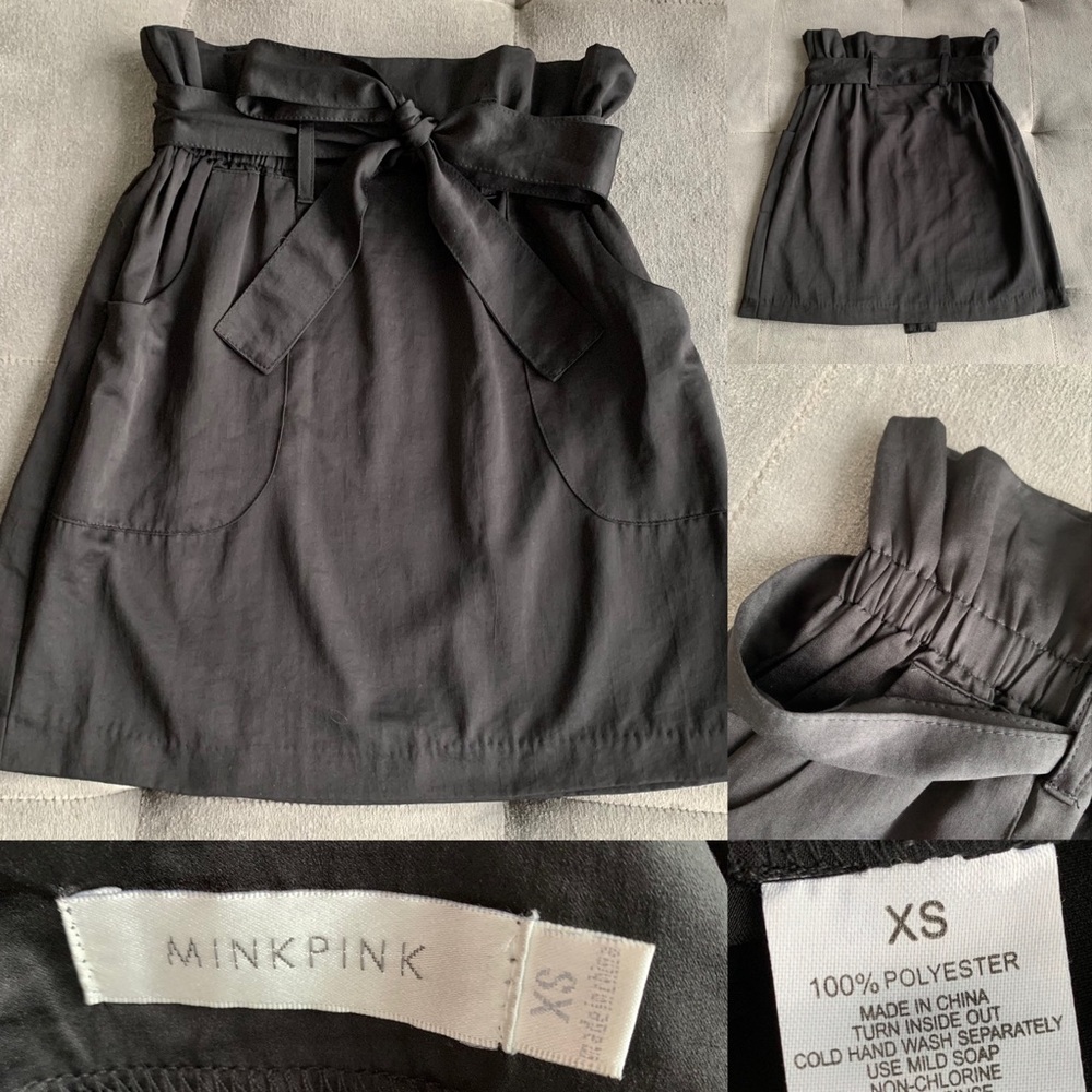 MINKPINK Satin High Waisted Tie Skirt